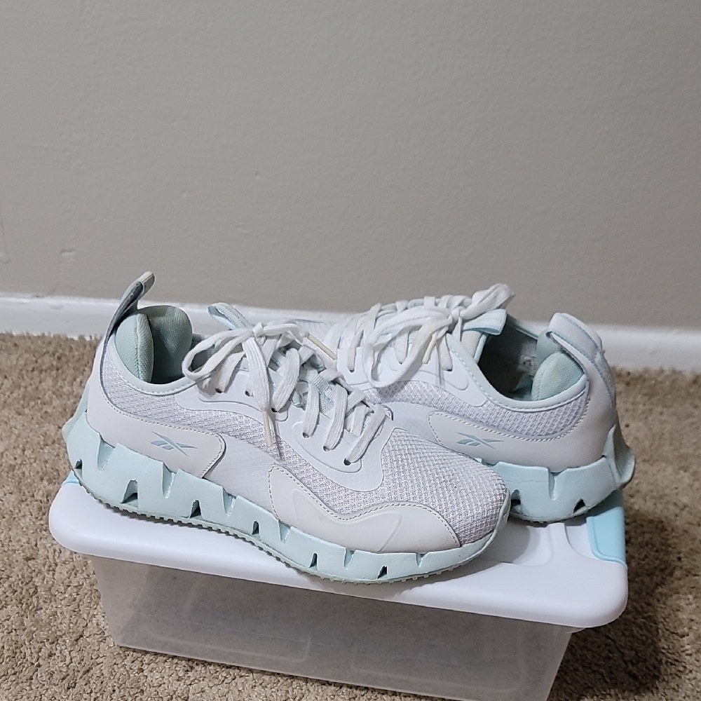 Reebok White and Pale Blue Athletic Shoes
